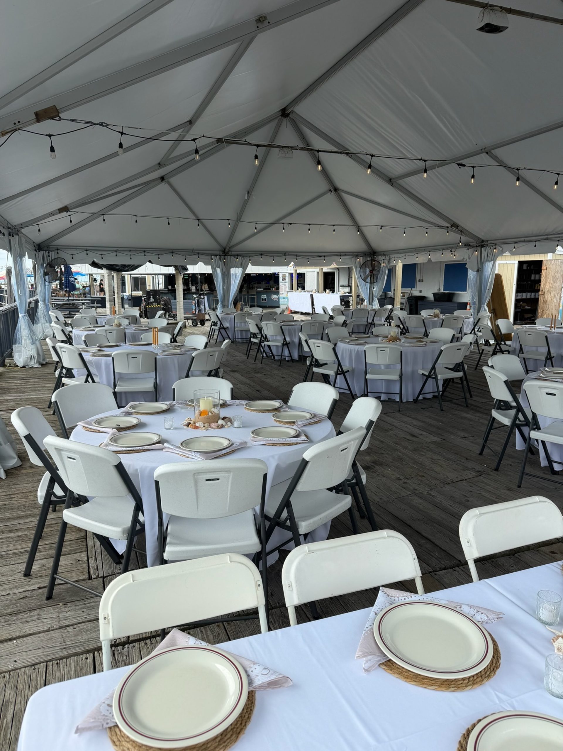 The covered waterfront tent