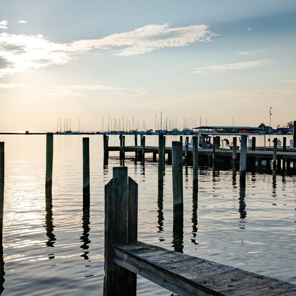 Sunset across Rock Hall Harbor.